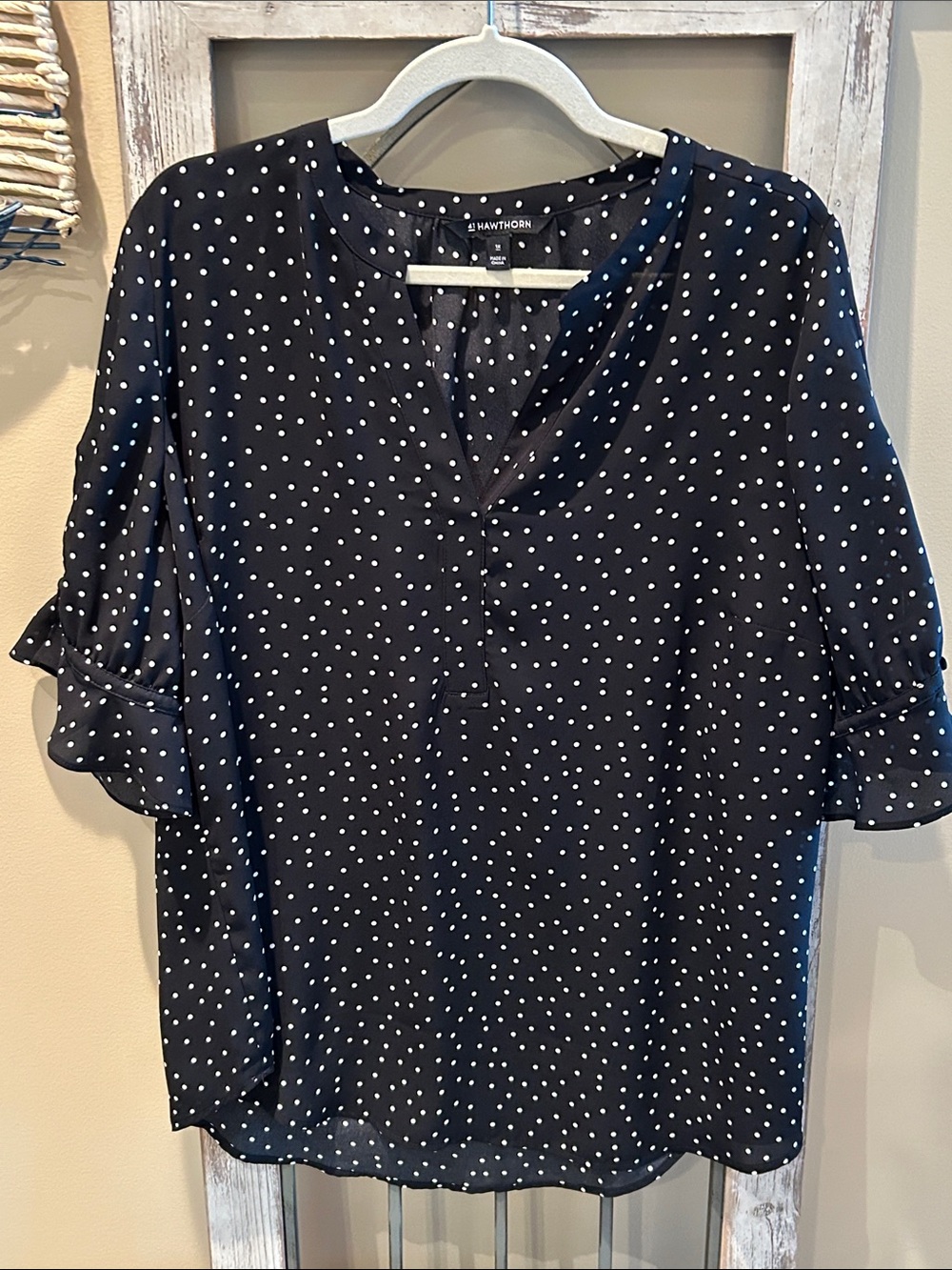 41 Hawthorn Black White Polka Dot V-Neck